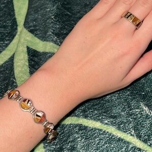 Najavo Rings By Earl Sterling Silver Natural Stone Women's Bracelet & Ring Set